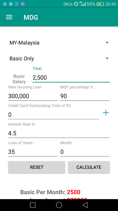 MDG CALCULATOR Screenshot 1