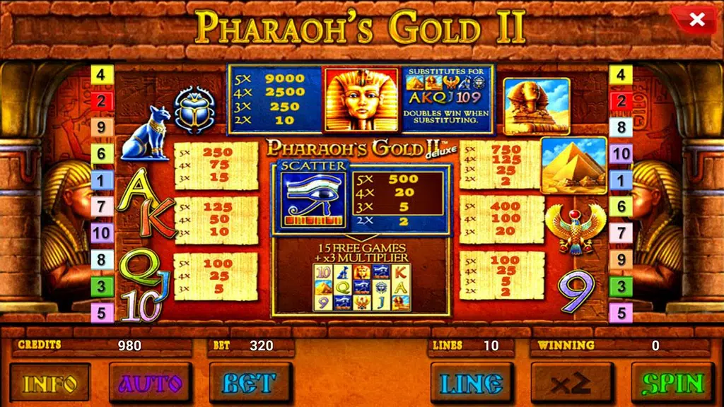 Pharaoh's Gold II Deluxe slot Screenshot 2