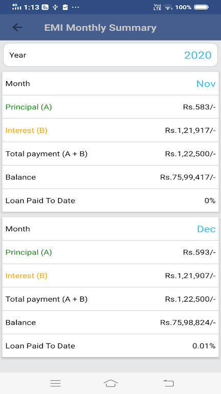 EMI Calc- Home, Personal, Car Screenshot 4