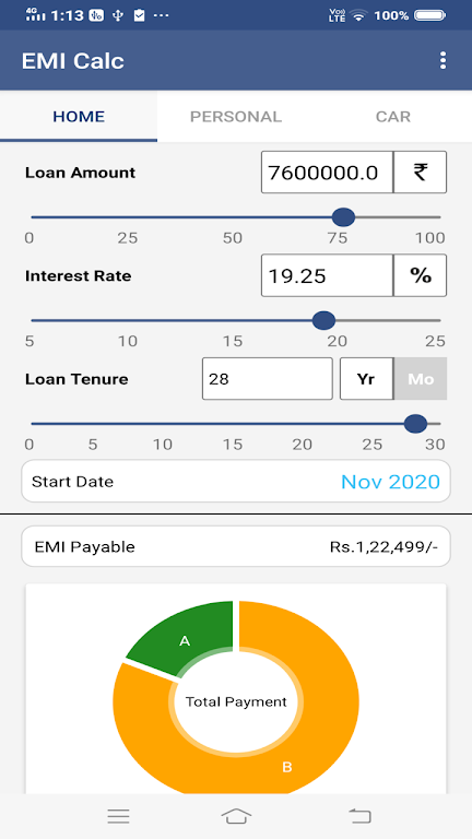 EMI Calc- Home, Personal, Car Screenshot 2