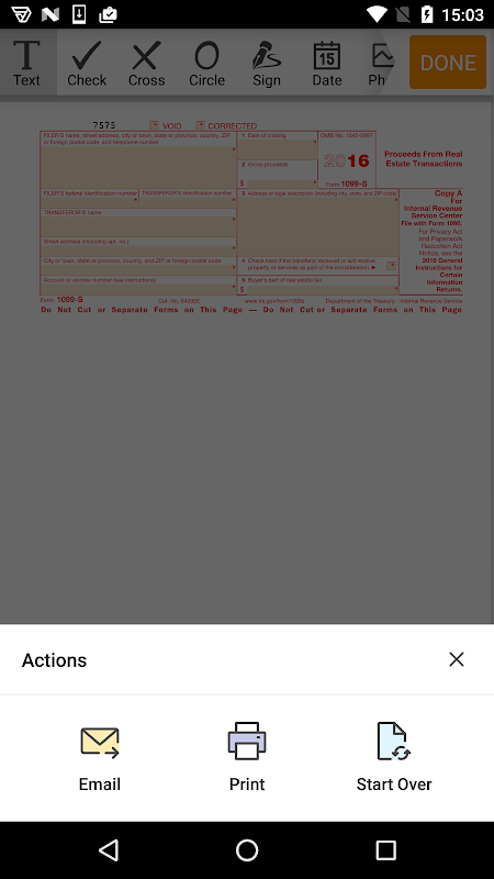 PDF Form 1099 S for IRS: Sign Tax Digital eForm Screenshot 2