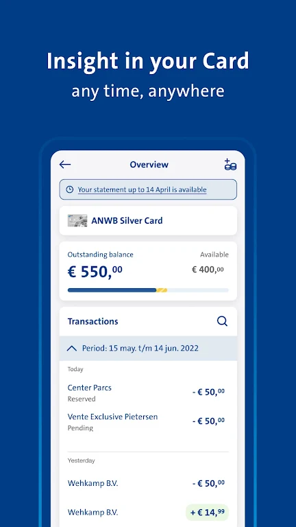 ANWB Creditcard Screenshot 1