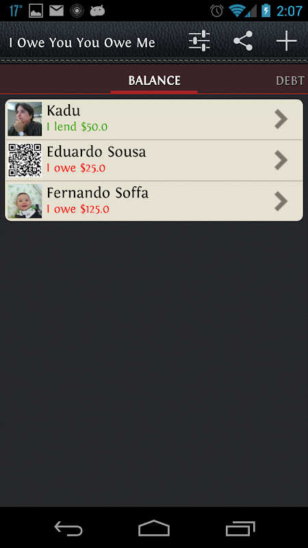 IOU - Debt and Credit Manager Screenshot 2
