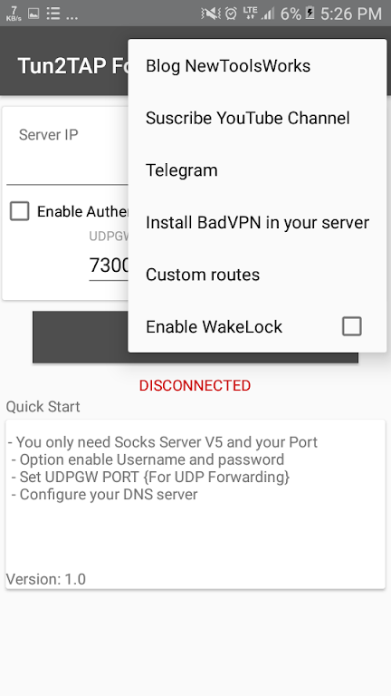 Tun2TAP Socks/HTTP to VPN Screenshot 4