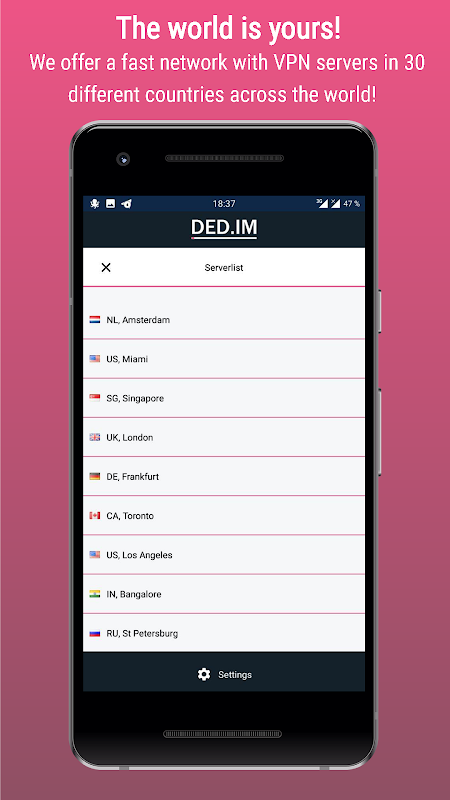 DED.IM VPN - High speed and secure VPN Screenshot 2