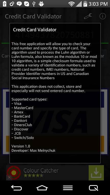Credit Card Validator Screenshot 2
