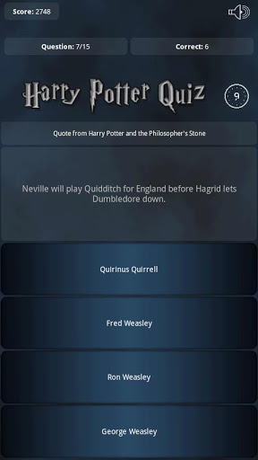 HP Quotes Quiz Screenshot 3