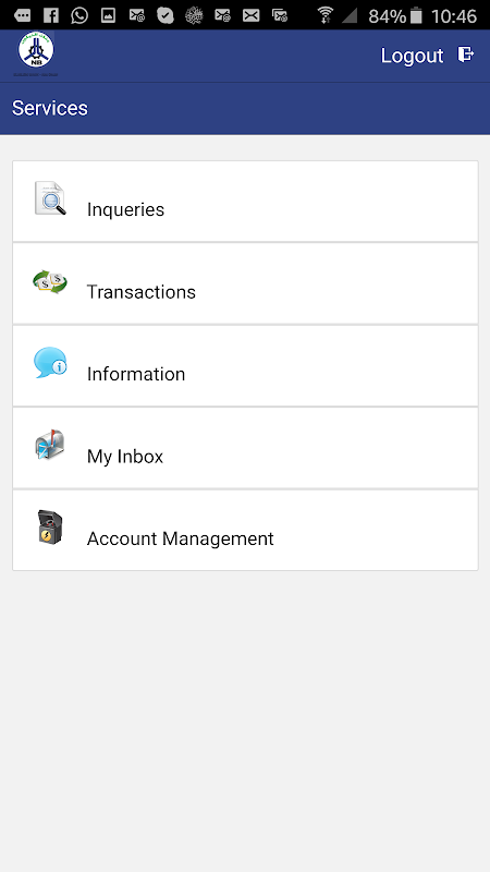 El Nilein Bank Abu Dhabi Mobile Application Screenshot 1