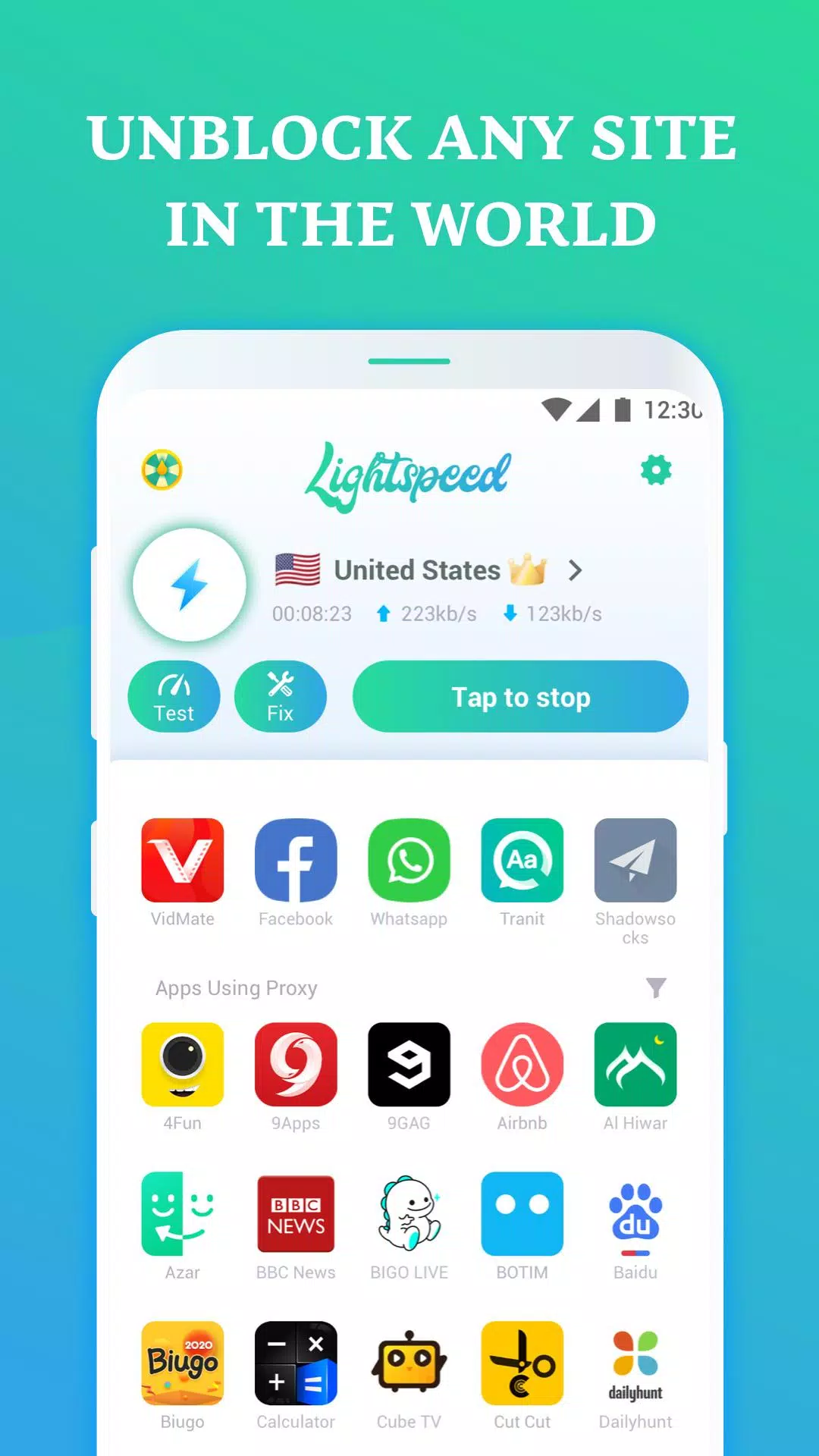 Lightspeed VPN - Fast Speed VPN & Free Screenshot 2
