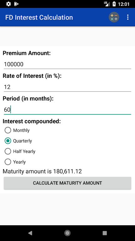 Bank Interest Calculator Screenshot 1
