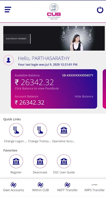 CUB CORP MOBILE BANKING Screenshot 2