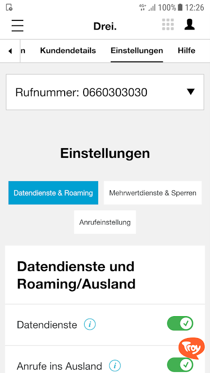 Drei Kundenzone Screenshot 1
