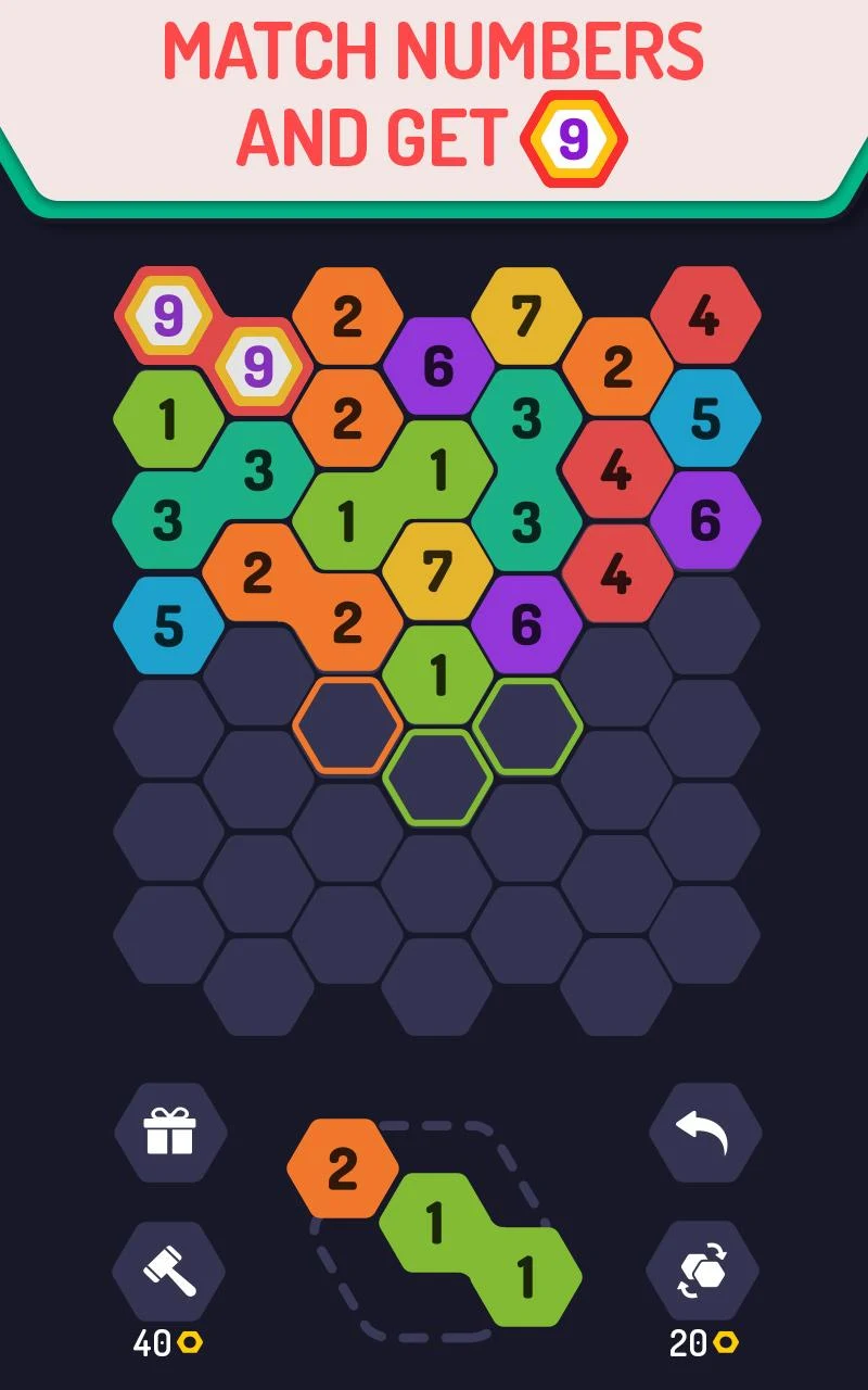 UP 9 Hexa Puzzle! Merge em all Screenshot 1