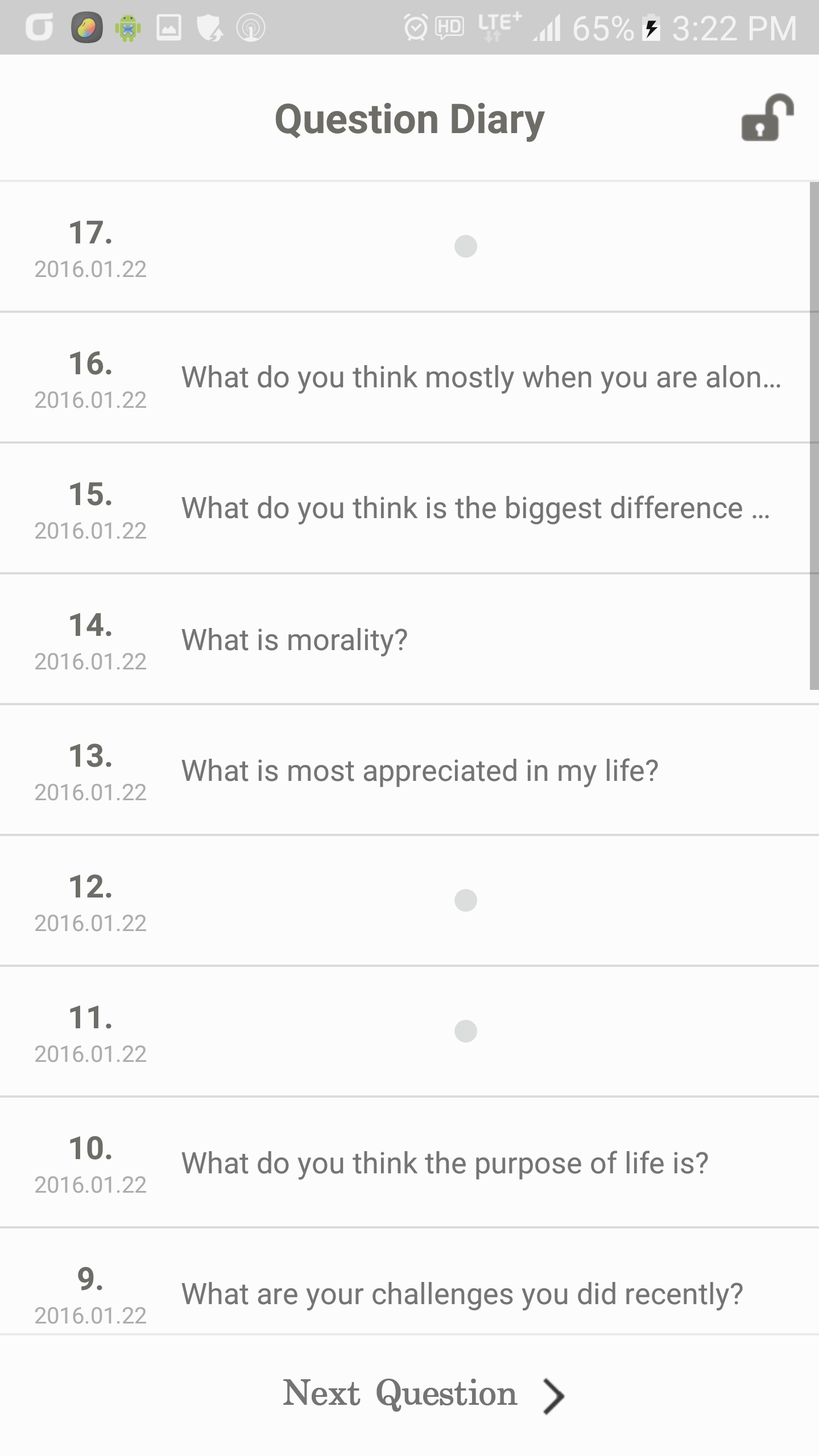 Questions Diary Screenshot 2