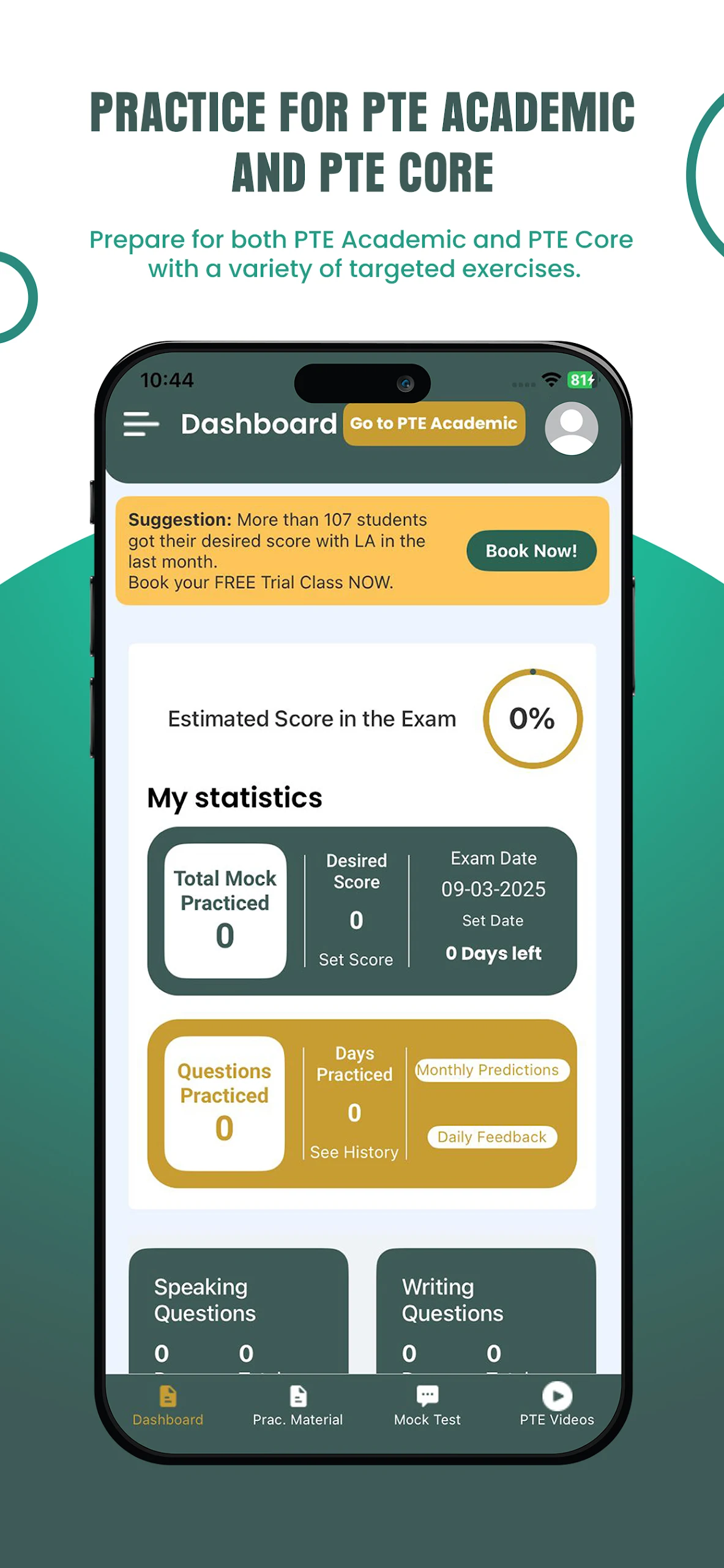 PTE Academic & Core Mock Tests Screenshot 1