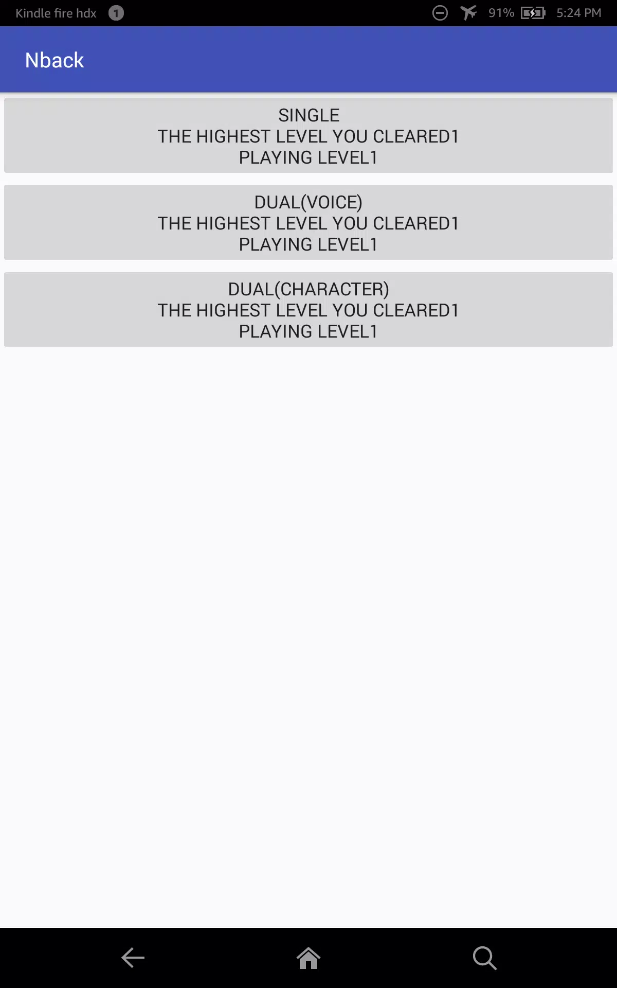 N back task(single and dual) Screenshot 1