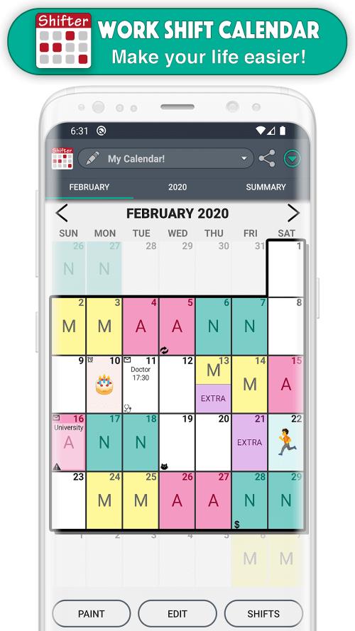Work Shift Calendar Screenshot 2