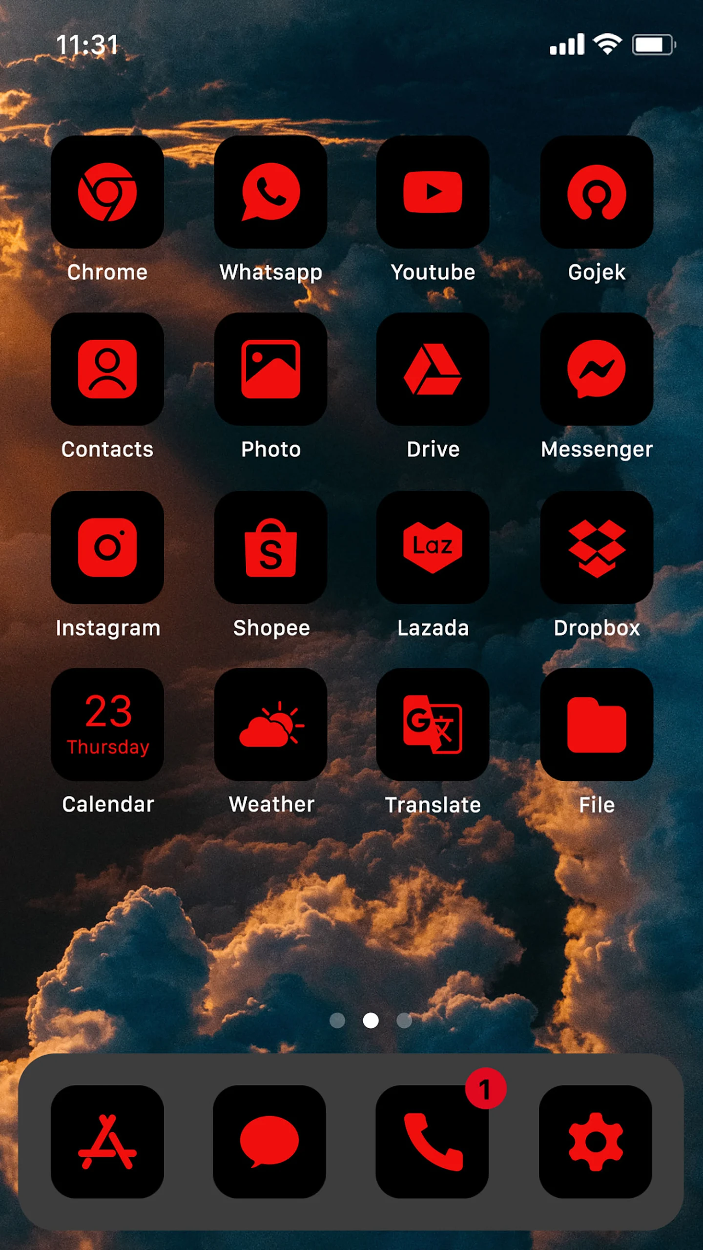 Wow Red Black Theme, Icon Pack Screenshot 2