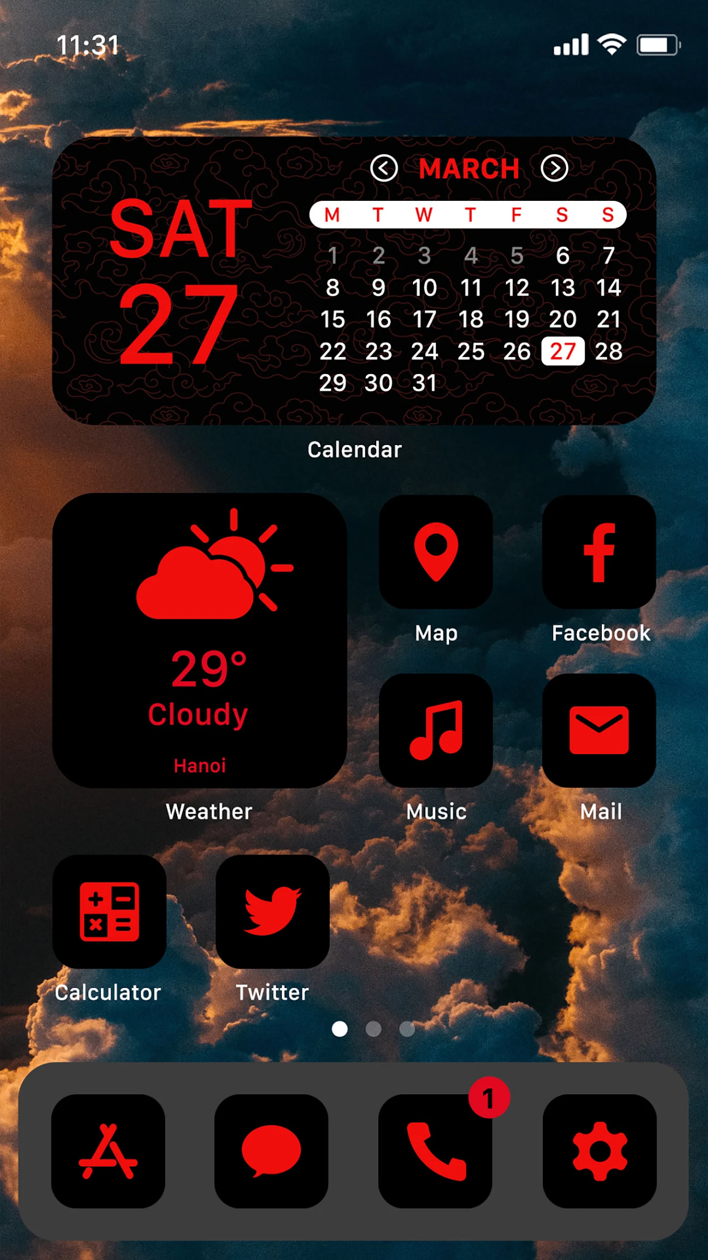 Wow Red Black Theme, Icon Pack Screenshot 1