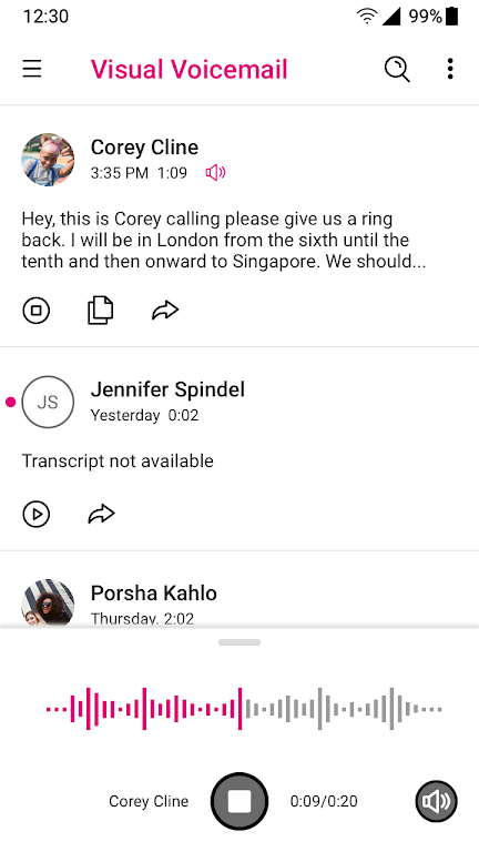 Visual Voicemail Screenshot 2