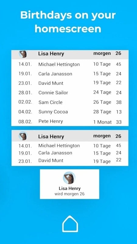 Birthday Calendar & Reminder Screenshot 2
