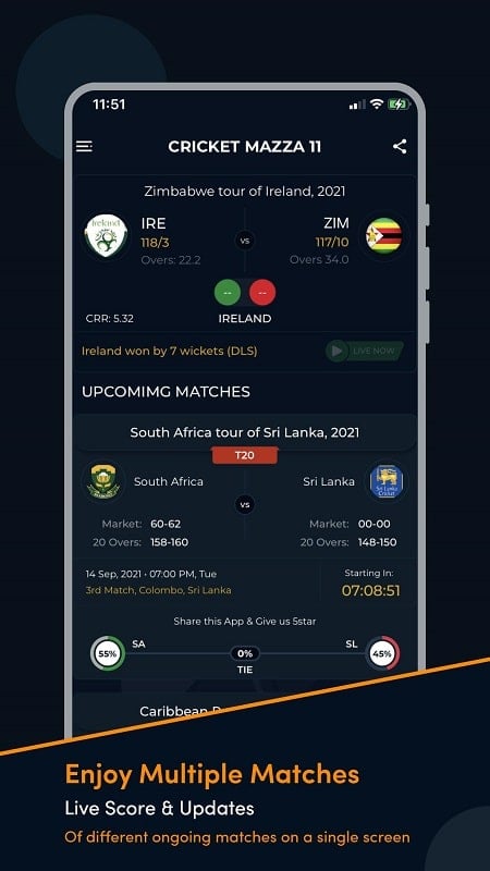 Cricket Mazza 11 Live Line Screenshot 1